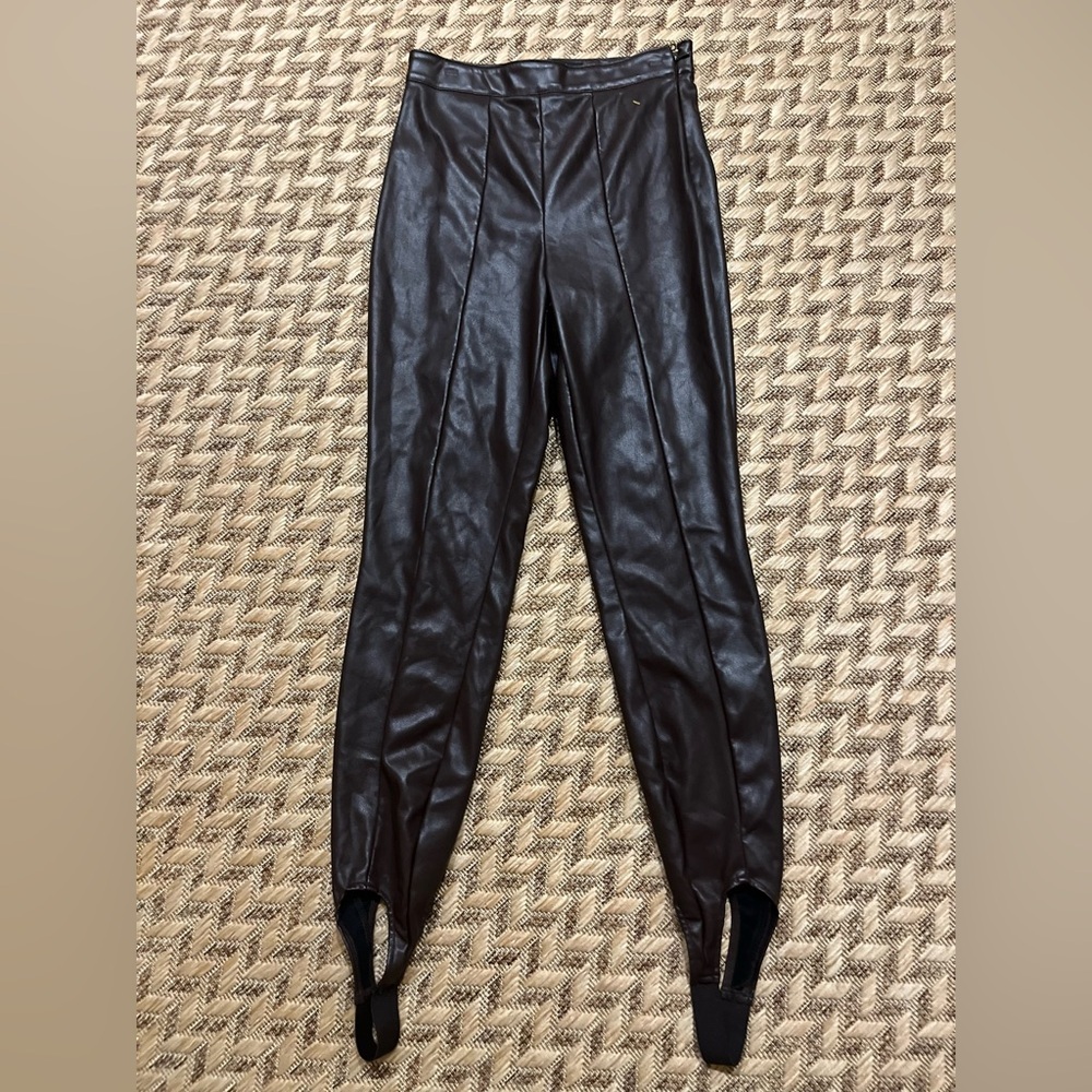 AFRM Stirrup Leggings - Women's Small Brown - Faux Leather Pants